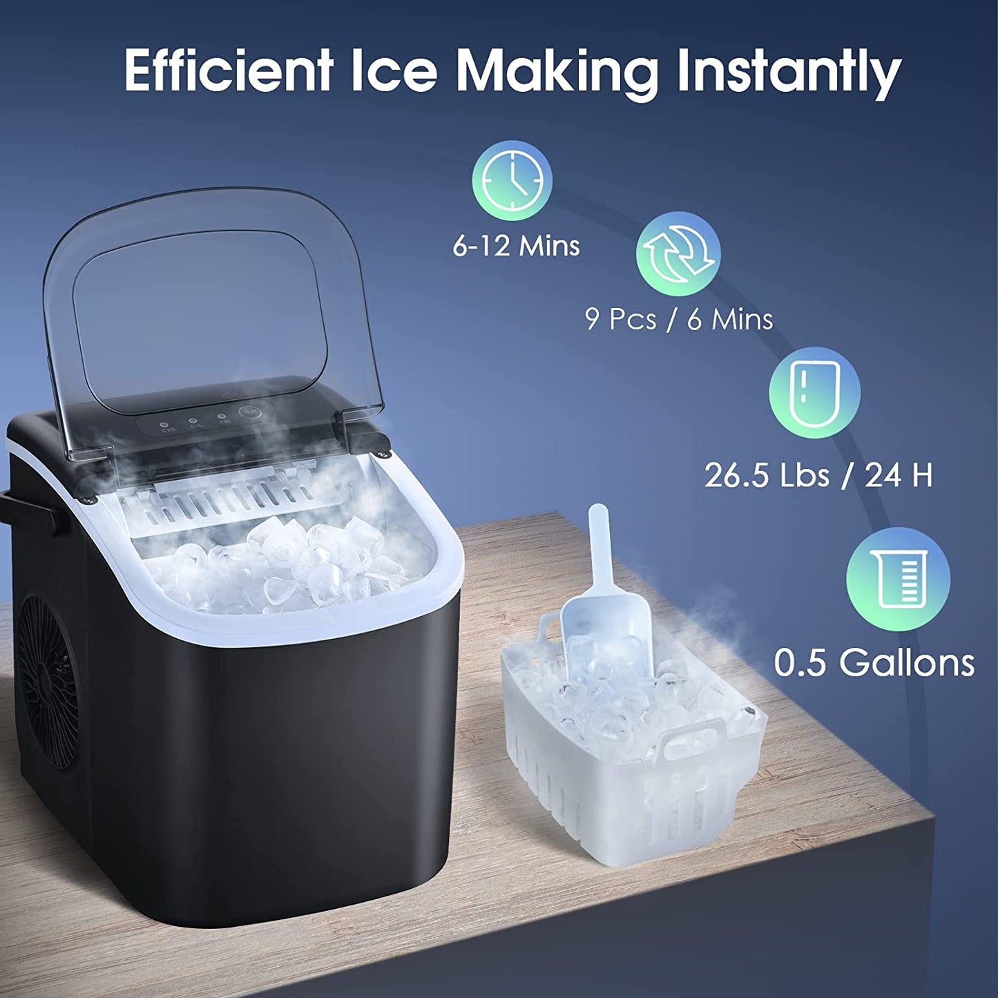 Countertop Ice Maker Machine 26lbs