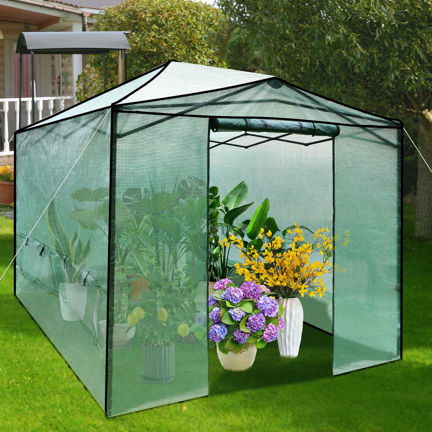 Costway 9'x 12' Portable Walk-in Greenhouse with Window