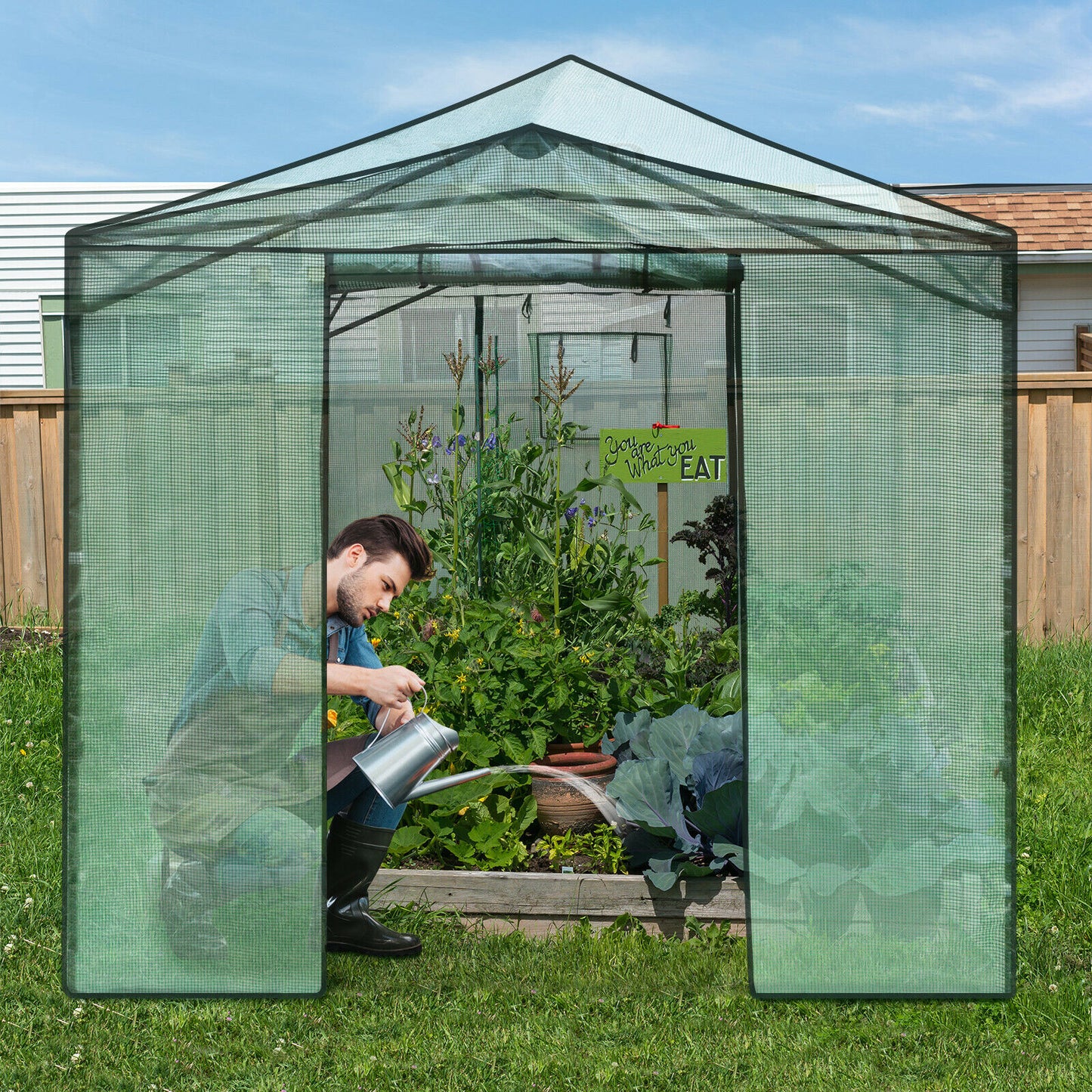 Costway 9'x 12' Portable Walk-in Greenhouse with Window