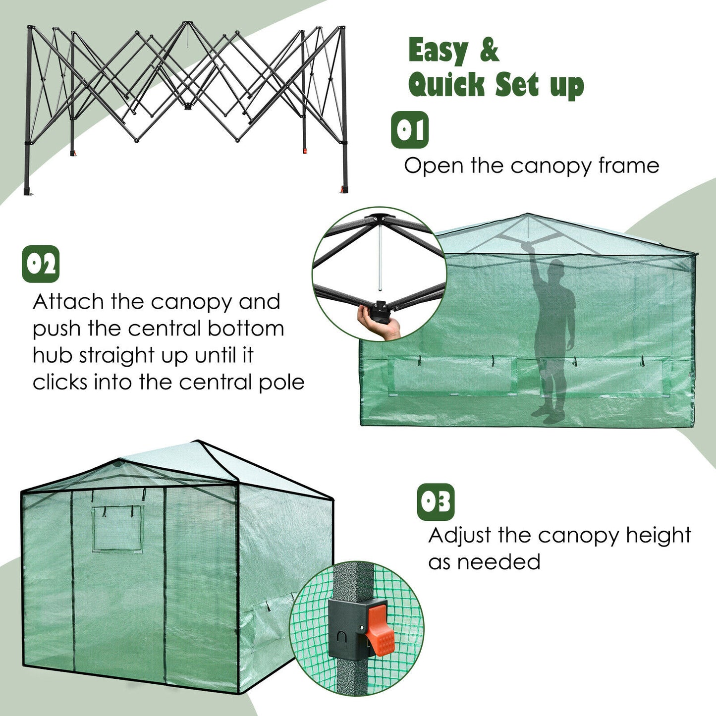 Costway 9'x 12' Portable Walk-in Greenhouse with Window