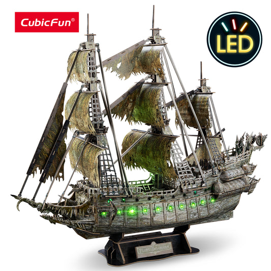 CubicFun 3D Green LED Flying Dutchman Pirate Ship Model 360pcs Puzzle