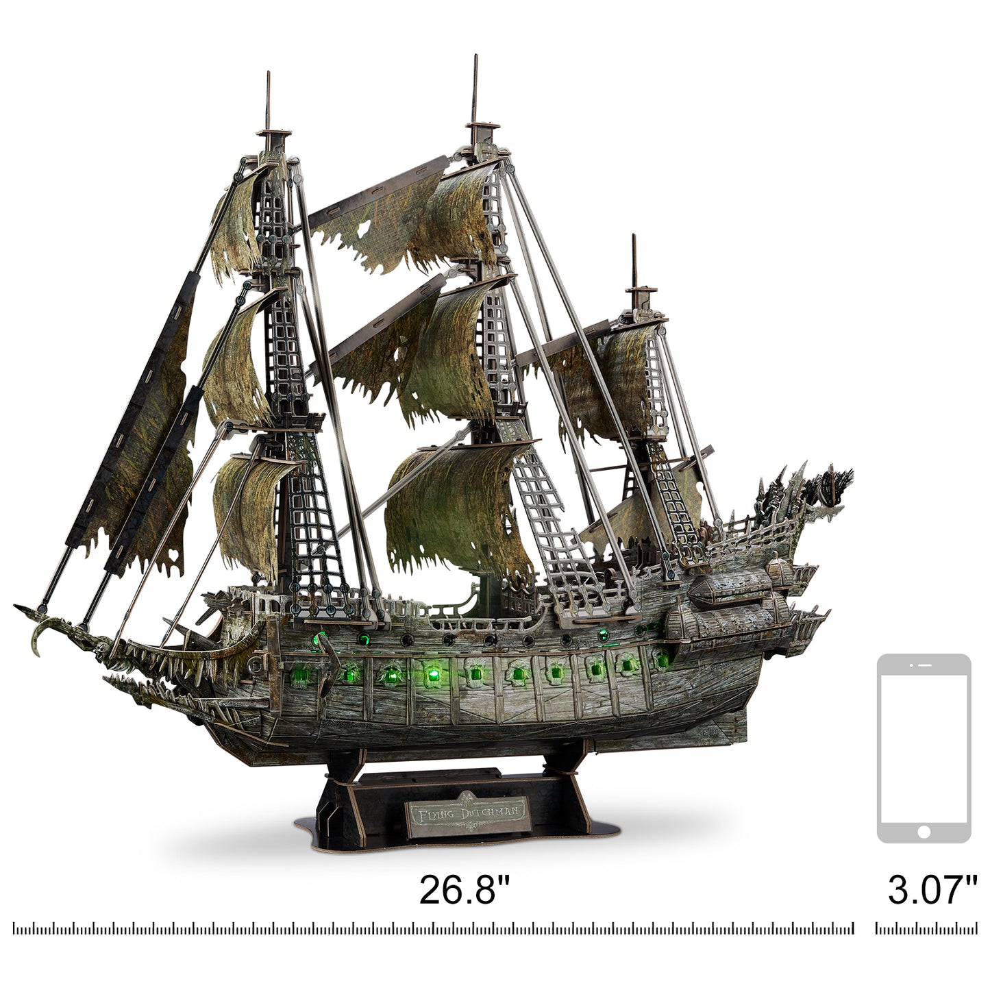 CubicFun 3D Green LED Flying Dutchman Pirate Ship Model 360pcs Puzzle