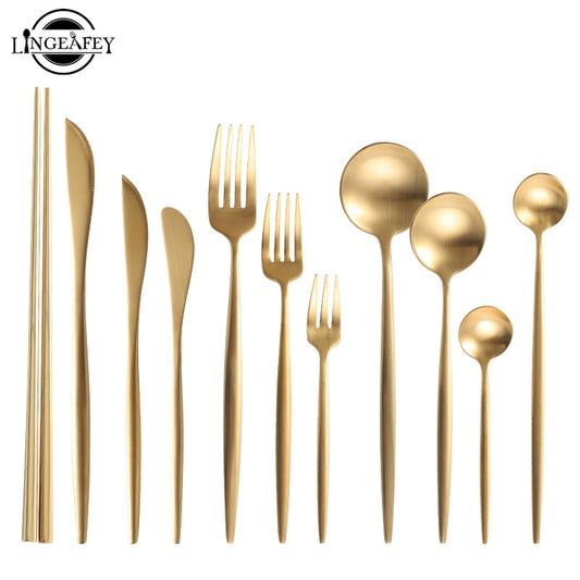 Gold Cutlery Stainless Steel Set