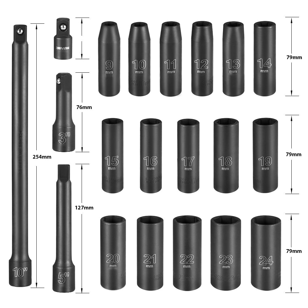 Drive Metric Impact Socket Set 20 pcs