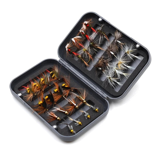 Trout Nymph Fly Fishing Lure Dry/Wet Flies Artificial Bait with Box