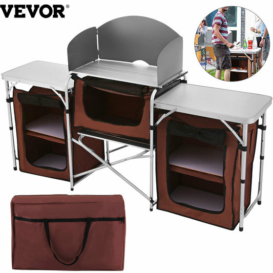 Vevor Camping Outdoor Foldable Kitchen Table Cabinet