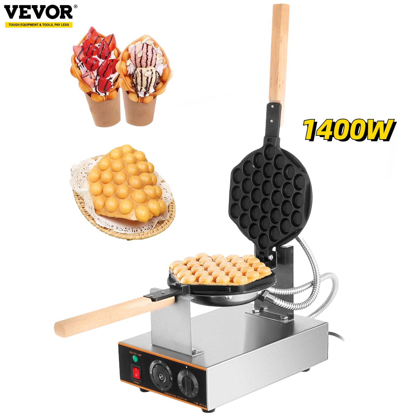 Vevor Egg Bubble Commercial Waffle Maker