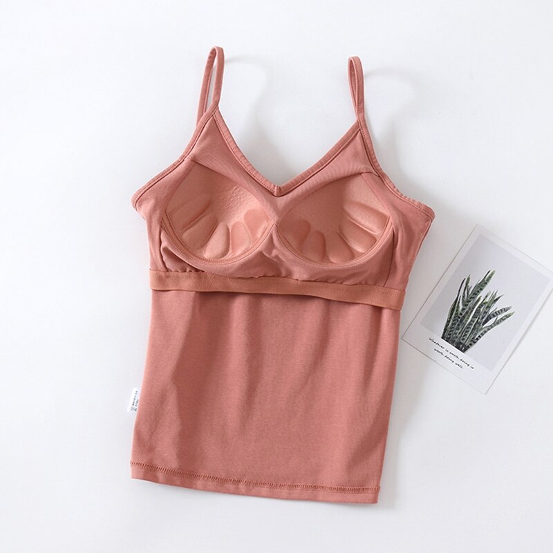 Women's Cotton V Neck Camisole With Chest Pad