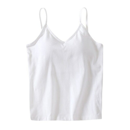 Women's Cotton V Neck Camisole With Chest Pad