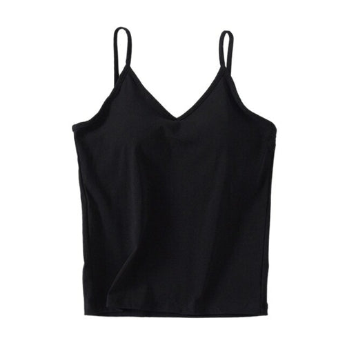 Women's Cotton V Neck Camisole With Chest Pad