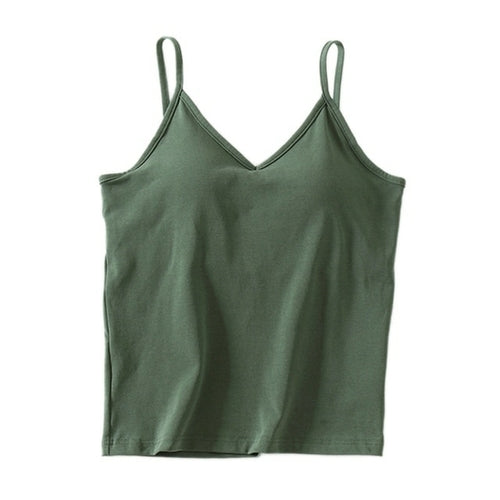 Women's Cotton V Neck Camisole With Chest Pad